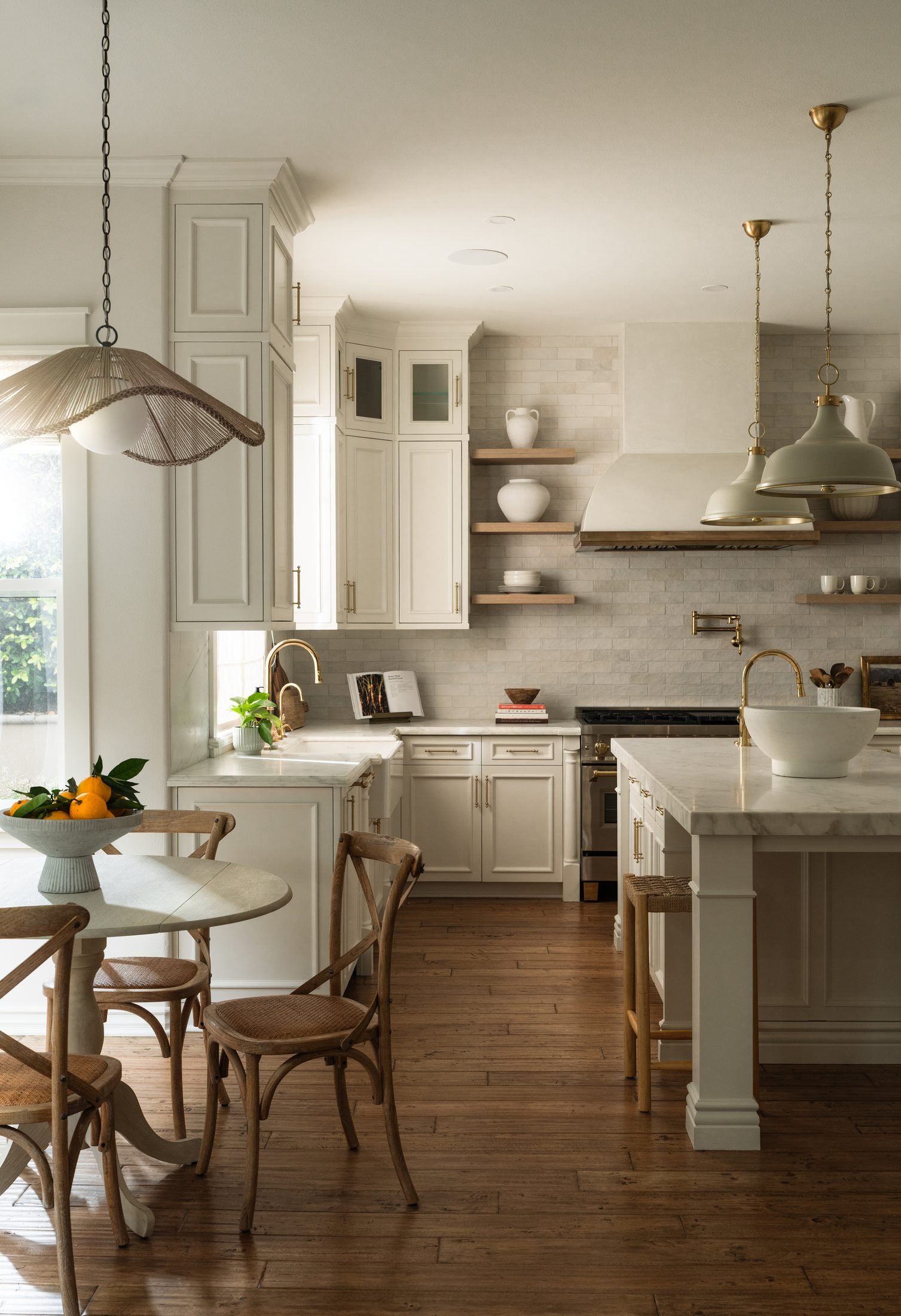 Bright white kitchen with a breakfast nook