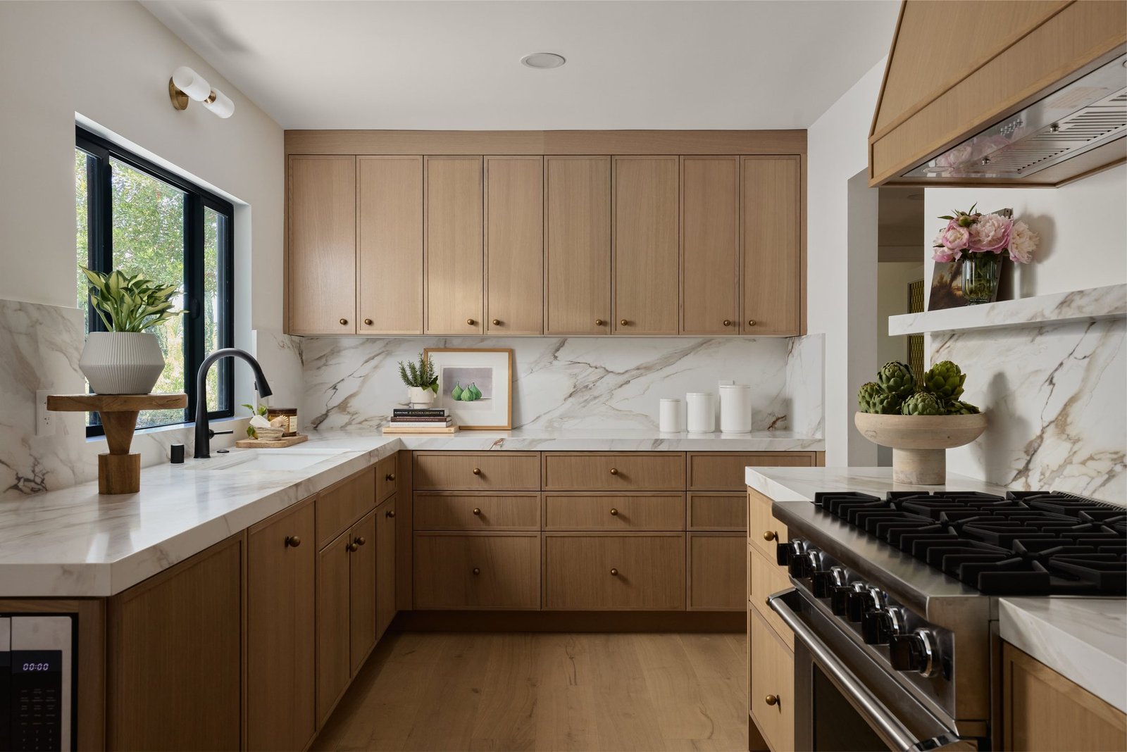 Kitchen with warm wood cabinetry